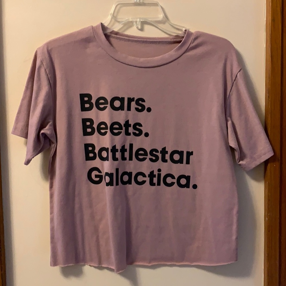 the office mauve cropped boxy graphic tee